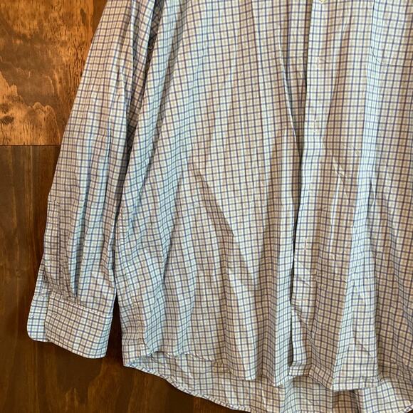 Peter Millar Mens Shirt Blue White Plaid Button Down Long Sleeve Stretch XXL - Picture 3 of 12